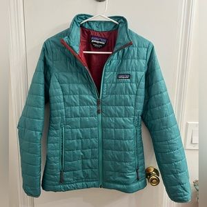 Patagonia Women’s Nano Puff Jacket, XS, Teal & Maroon,Great Condition